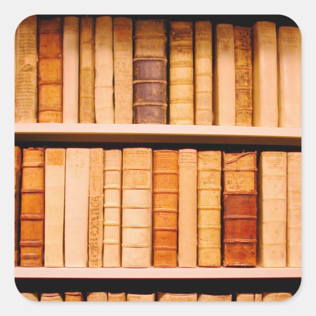 Antique 17th Century Leather Binding Books Square Sticker (Front)