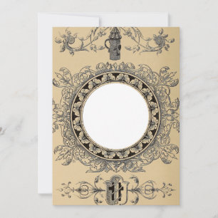 Antique 1800s photo frame baroque illustration  holiday card