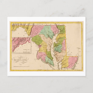 Antique 1815 Map of Maryland Postcard