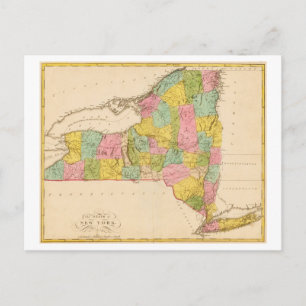 Antique 1815 Map of New York State Postcard