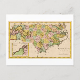 Antique 1815 Map of North Carolina Postcard