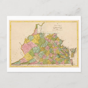 Antique 1815 Map of Virginia Postcard