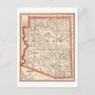 Antique 1883 Map of Arizona  Postcard