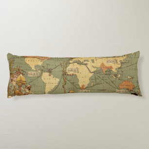 Antique 1886 World Map British Empire Poster Body Cushion