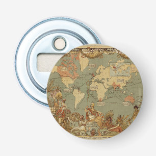 Antique 1886 World Map British Empire Poster Bottle Opener