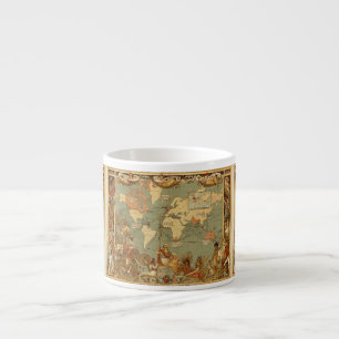 Antique 1886 World Map British Empire Poster Espresso Cup
