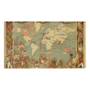 Antique 1886 World Map British Empire Poster Name Tag