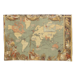 Antique 1886 World Map British Empire Poster Pillowcase