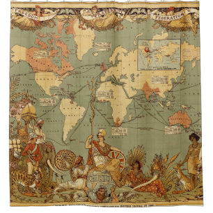 Antique 1886 World Map British Empire Poster Shower Curtain