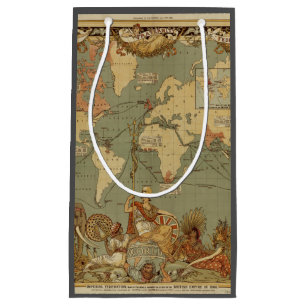 Antique 1886 World Map British Empire Poster Small Gift Bag