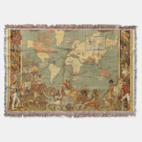 Antique 1886 World Map British Empire Poster