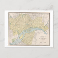 Antique 1899 Map of Richmond, Virginia,