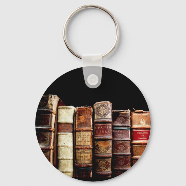 Antique 18th Century Design Leather Binding books Key Ring (Front)