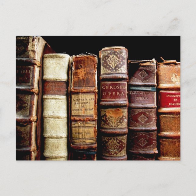 Antique 18th Century Design Leather Binding books Postcard (Front)