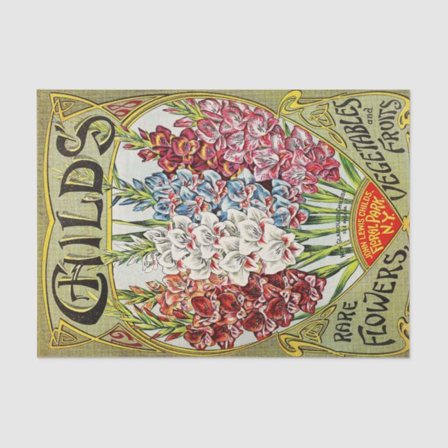 Antique 1908 Gladiolus Garden Catalogue Tissue Pap Paper (Front)