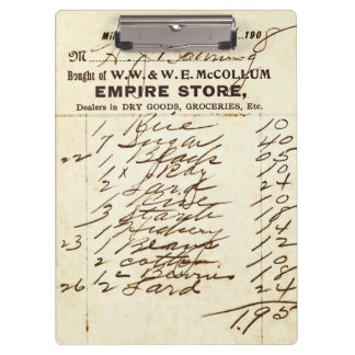 Antique 1908 Millburn (NJ) Store Invoice Clipboard
