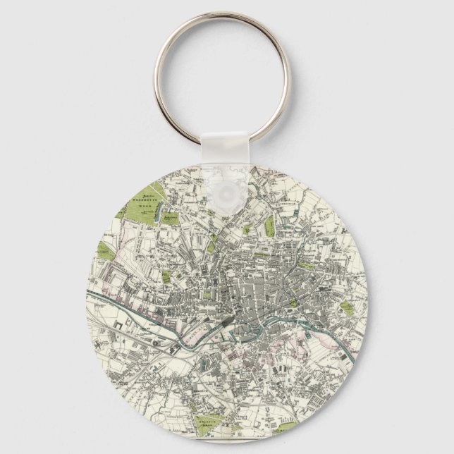 Antique 19th Century Map of Leeds Key Ring (Front)