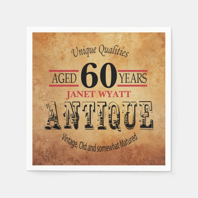 Antique 60th Birthday Design Napkin (Front)