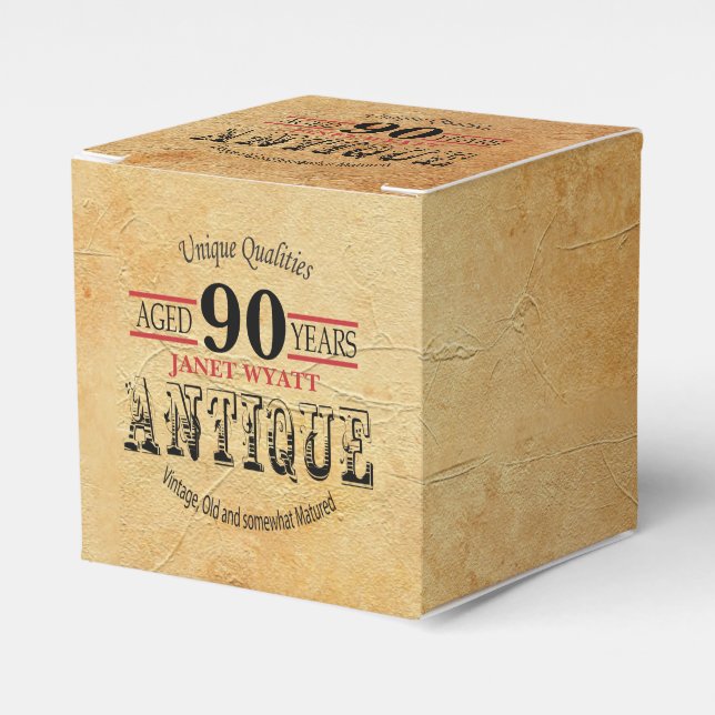 Antique 90th Birthday Design Favour Box (Front Side)