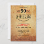 Antique 90th Birthday Invitation<br><div class="desc">90th Birthday Invitation Templates in an antique vintage style theme ready for you to personalise. Customise the front and back with your event details, font style, font colour. This elegant design works well for any birthday age. Make it a memorable birthday party for that special guest of honour. ✔NOTE: ONLY...</div>