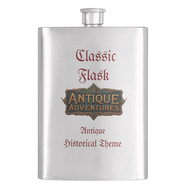 Antique Adventures Typography Art Timeless -  Hip Flask (Front)