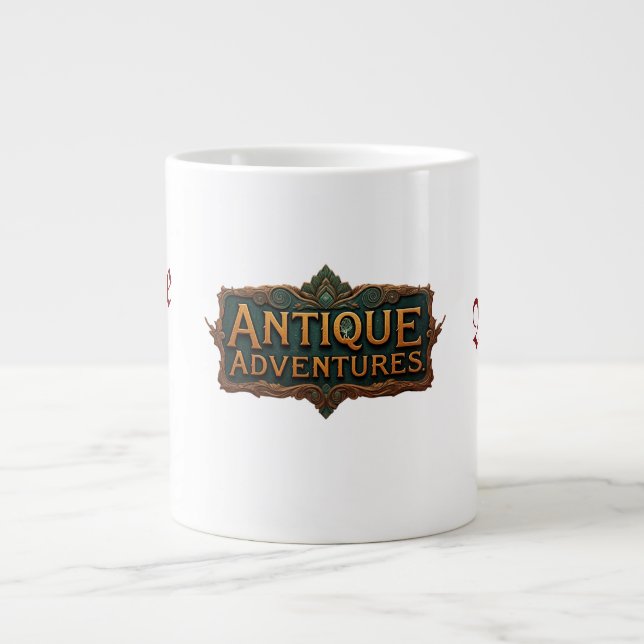 Antique Adventures Typography Art Timeless -  Large Coffee Mug (Front)