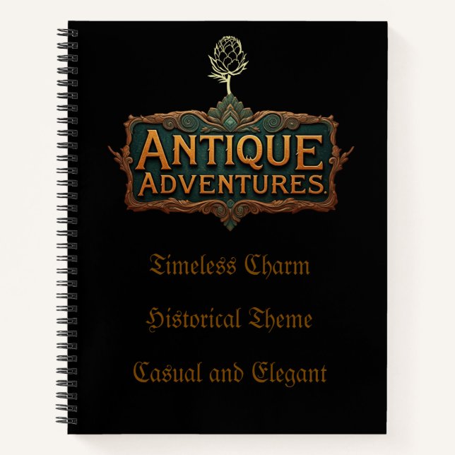Antique Adventures Typography Art Timeless -  Notebook (Front)