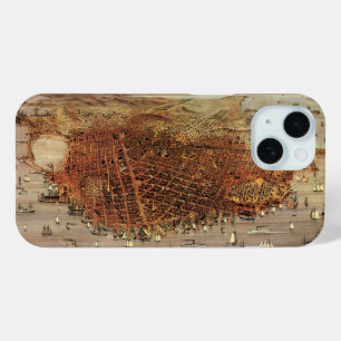 Antique Aerial Map of San Francisco, California iPhone 15 Case