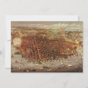 Antique Aerial Map of San Francisco, California Invitation