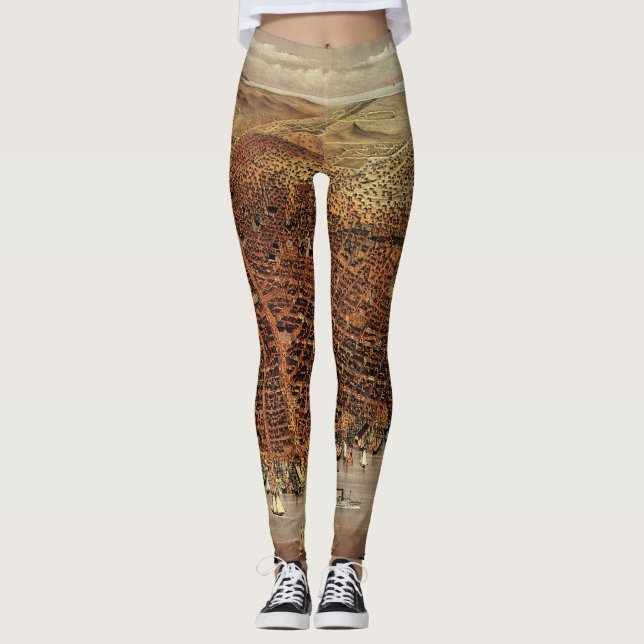 Antique Aerial Map of San Francisco, California Leggings (Front)