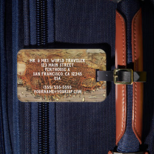 Antique Aerial Map of San Francisco, California Luggage Tag