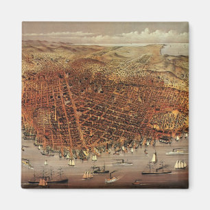 Antique Aerial Map of San Francisco, California Magnet