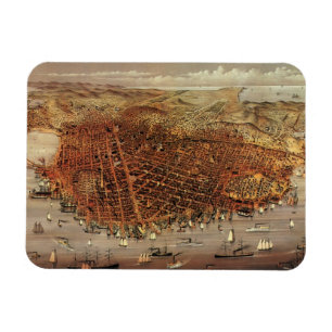 Antique Aerial Map, San Francisco City, California Magnet