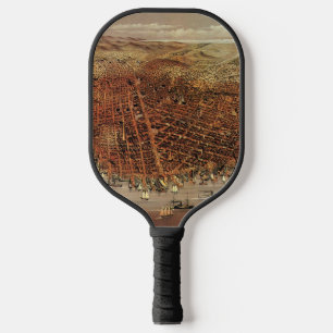 Antique Aerial Map, San Francisco City, California Pickleball Paddle