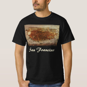 Antique Aerial Map, San Francisco City, California T-Shirt