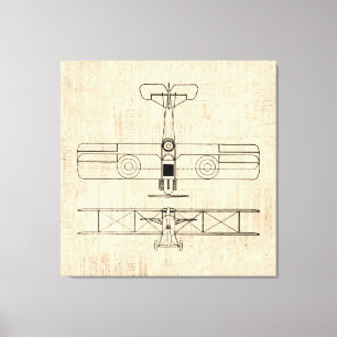 Antique Aeroplane Diagrams Vintage Plane Art Canvas Print