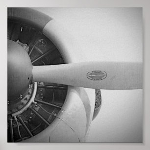 Antique Aeroplane Propeller Black and White Poster