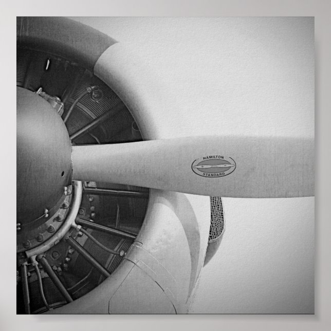 Antique Aeroplane Propeller Black and White Poster (Front)