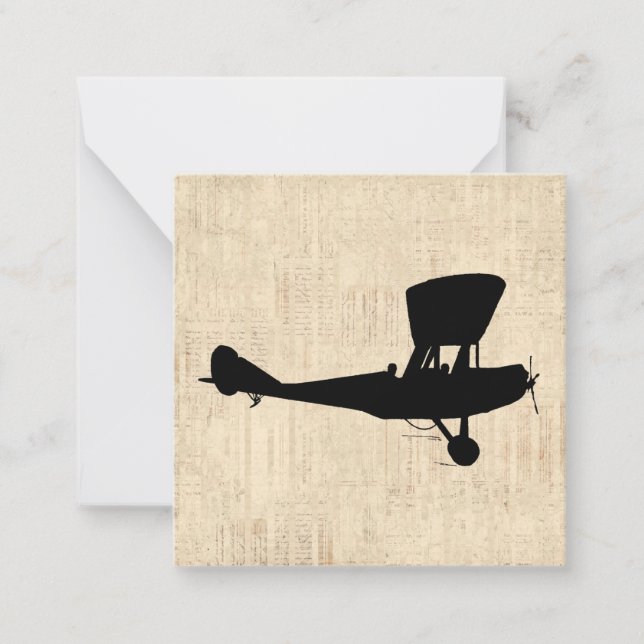 Antique Aeroplane Silhouette Art Card (Front)