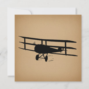 Antique Aeroplane Silhouette Vintage Plane Holiday Card