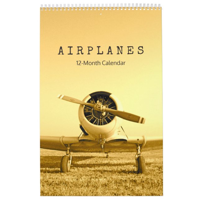 Antique Aeroplanes Biplanes 12-Month Calendar (Cover)