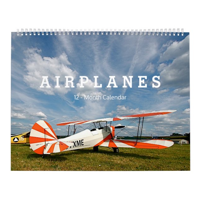 Antique Aeroplanes Biplanes LARGE 12-Month Calenda Calendar (Cover)