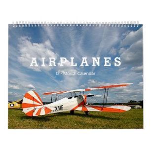 Antique Aeroplanes Biplanes LARGE 12-Month Calenda Calendar