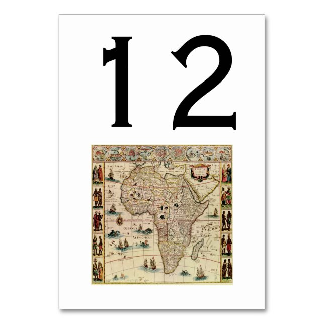 Antique Africa Map DIY Background Colour Table Number (Front)