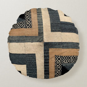 Antique African Textile Print Round Pillow