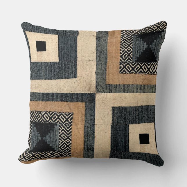 Antique African Textile Print Square Pillow III (Front)