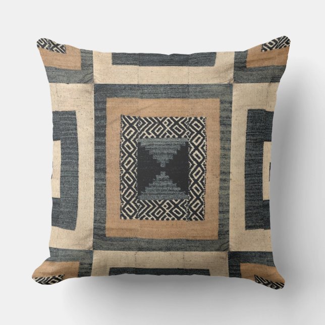 Antique African Textile Print Square Pillow IV (Front)