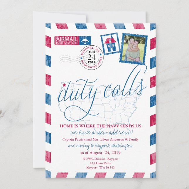 Antique Airmail Military Moving Announcement (Front)