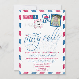 Antique Airmail Military Moving Announcement