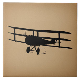 Antique Airplane Silhouette Vintage Plane Ceramic Tile
